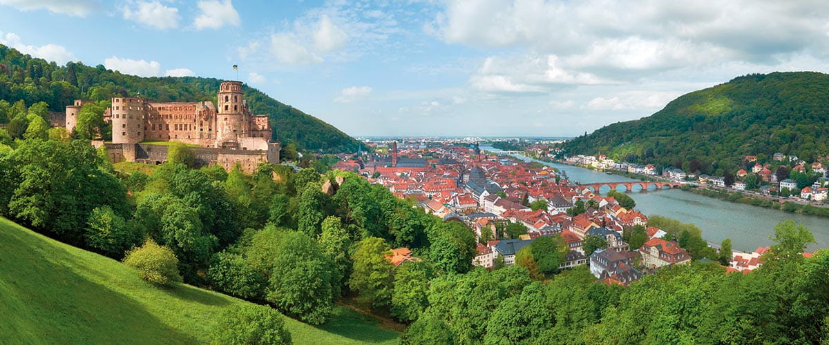 A view over the Neckar River and Heidelberg, Germany